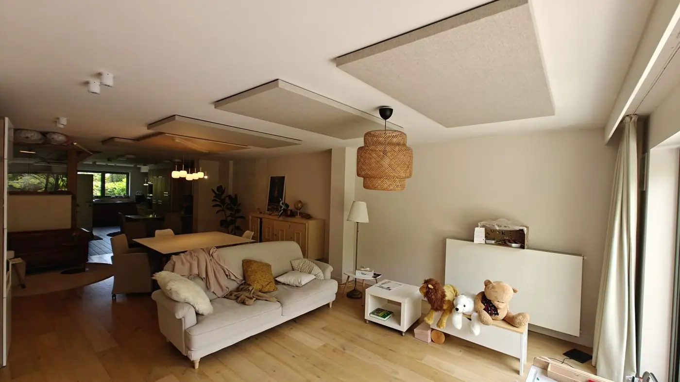 Leefruimte met plafondpanelen